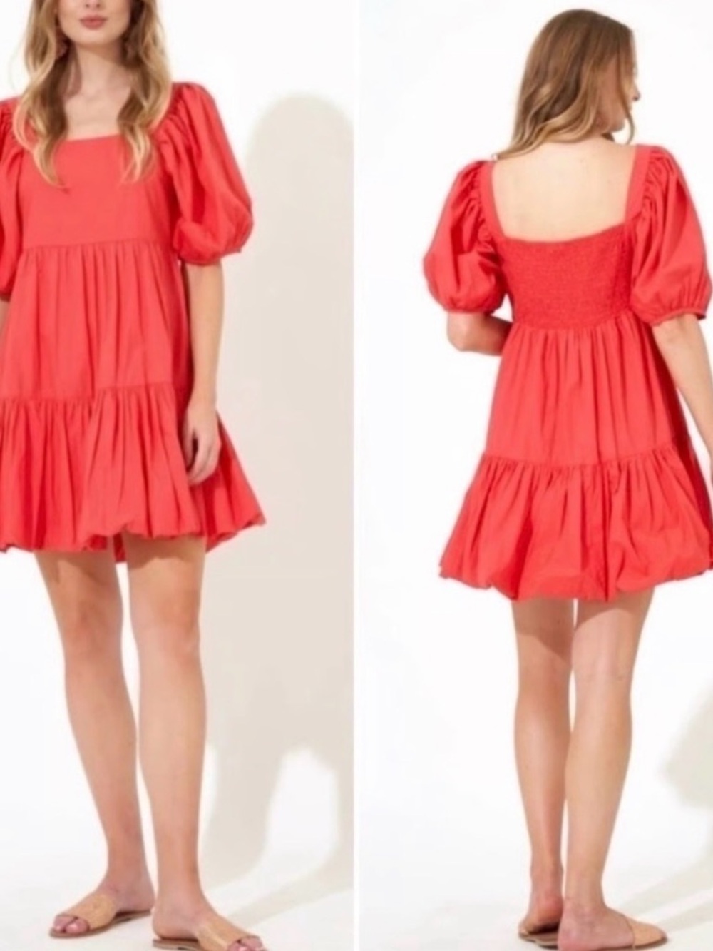 Oliphant | Bubble Skirt Mini Dress in Coral Tuckernuck resort vacation NWT $268